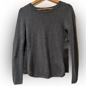 Gray Cashmere Sweater with Leather Accents